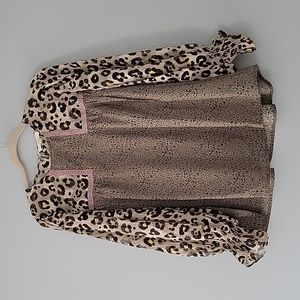 Entro Leopard Print Blouse with Pink Accents